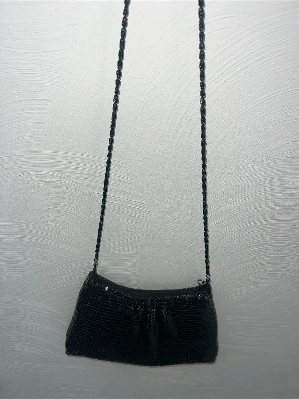 Vintage Black Metal Mesh Chain Strap Evening Bag